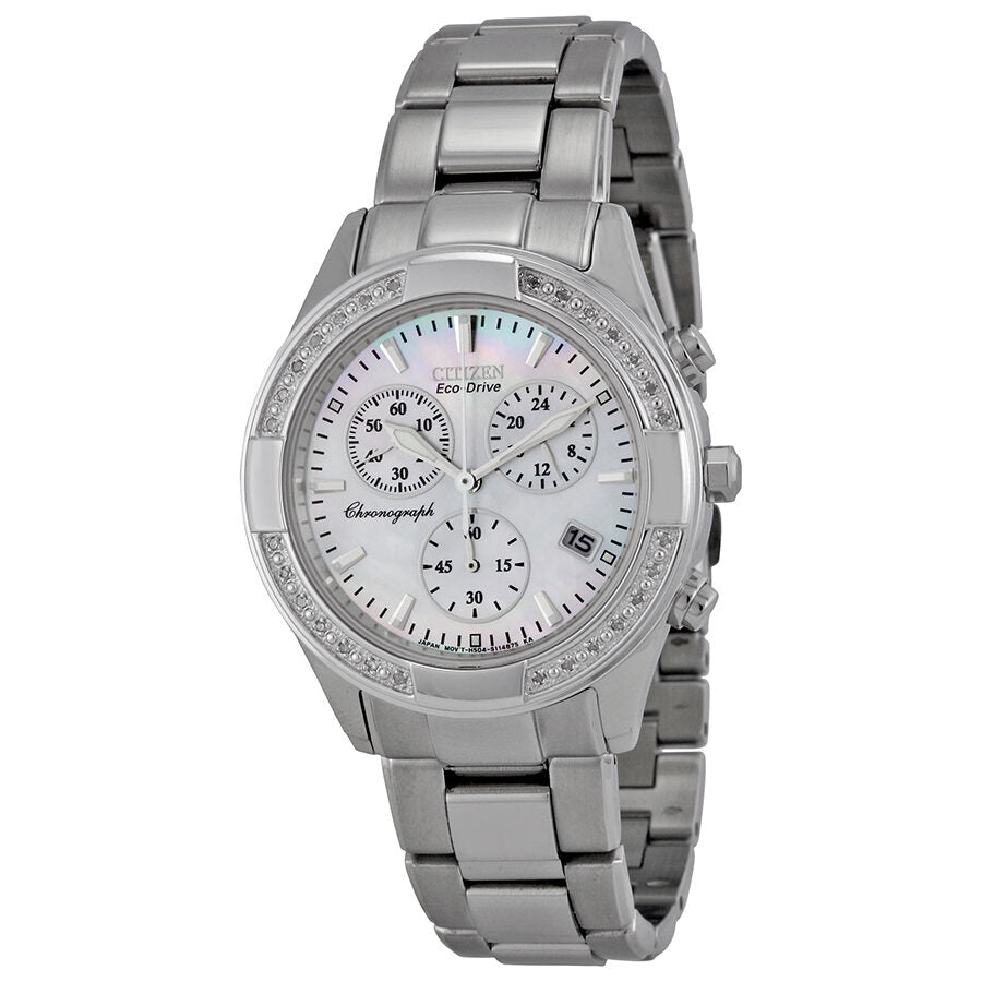 Citizen Regent Eco Drive Chronograph Diamond Mother of Pearl Dial Ladies Watch FB1220 53D Watches of America