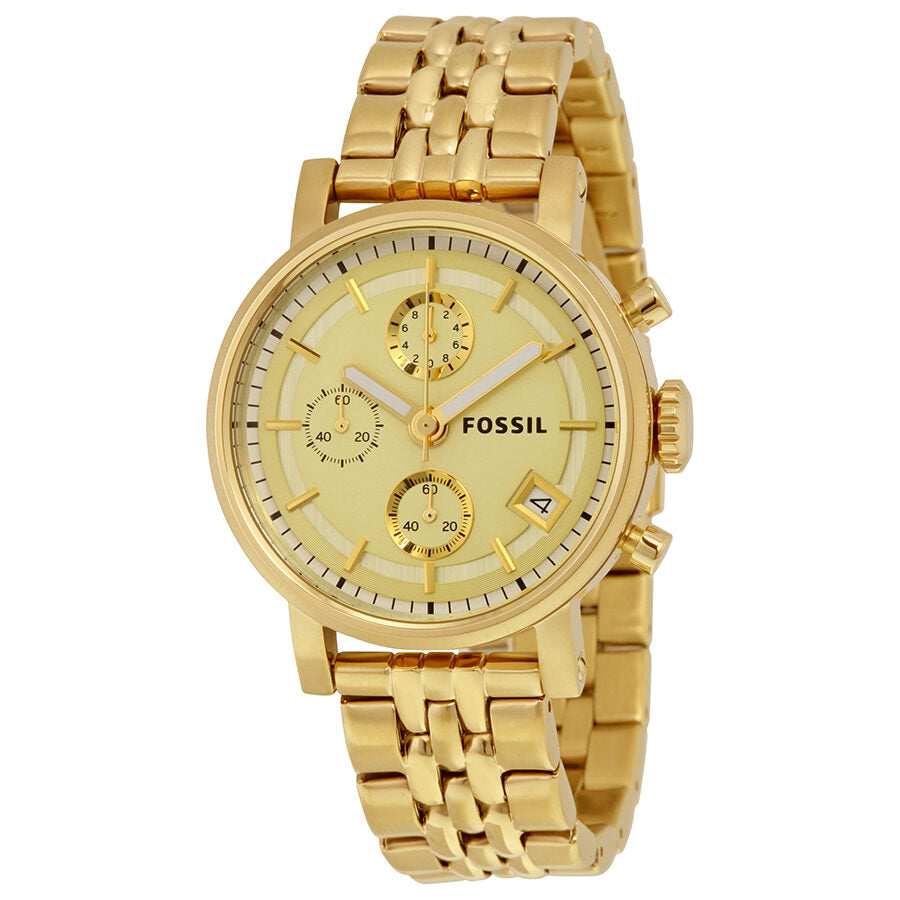 Fossil Boyfriend Chronograph Gold Dial Gold tone Ladies Watch ES2197 Watches of America