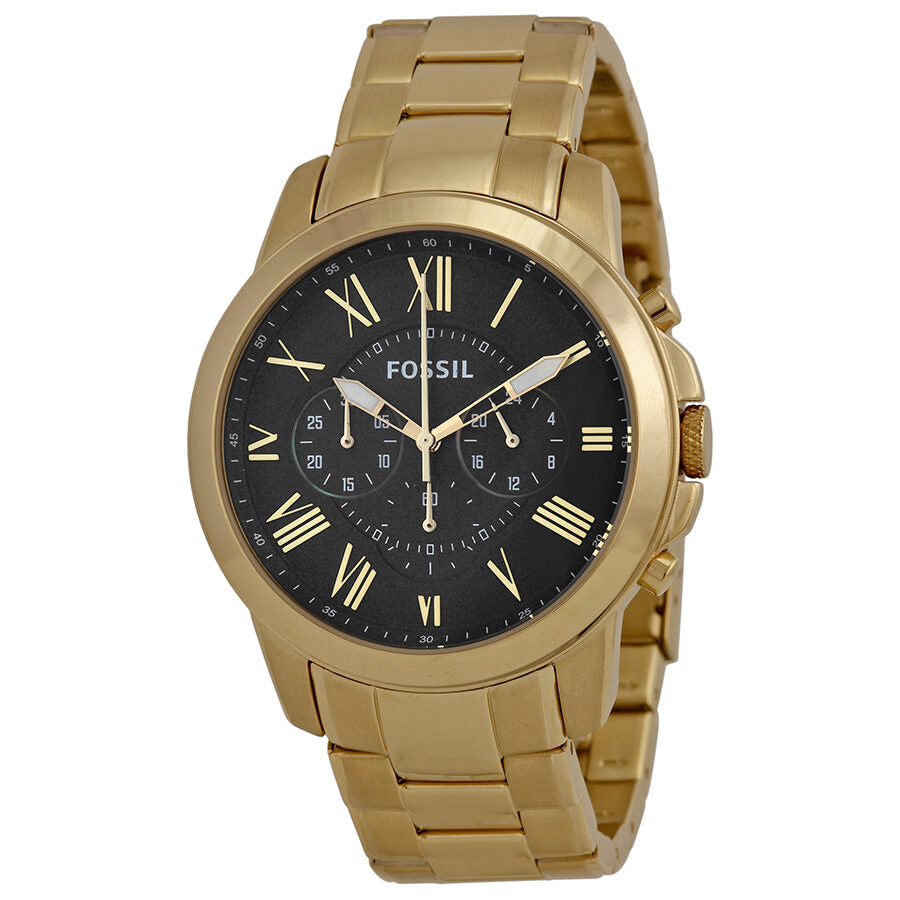 Fossil Grant Chronograph Brown Dial Gold tone Men s Watch FS4815