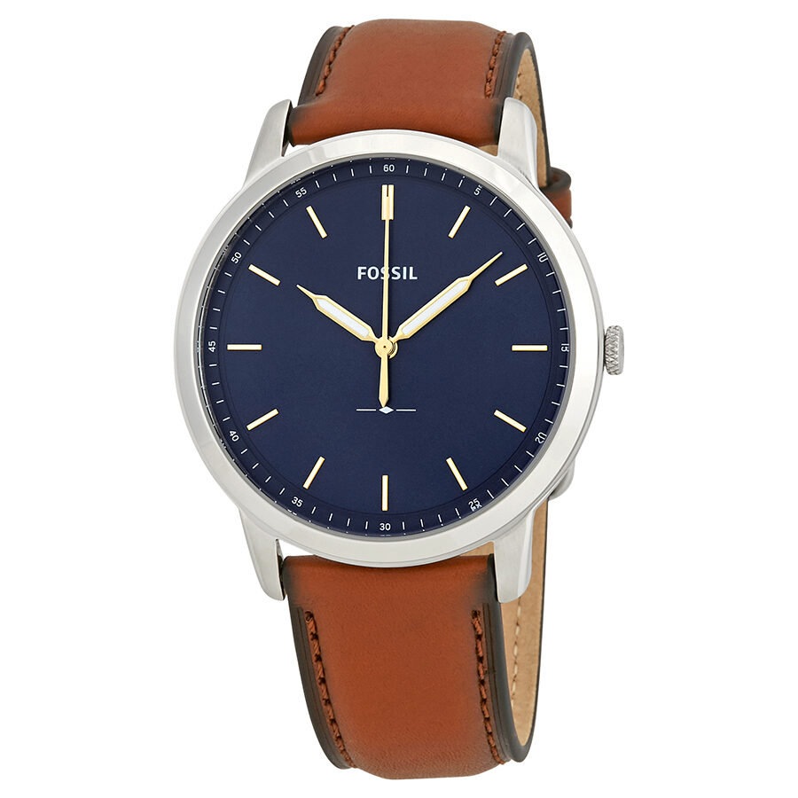 Reloj Fossil Minimalista para Hombre de Cuero Marron con Esfera Azul FS5304 Watches of America