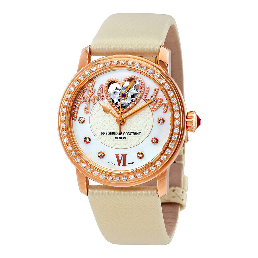 Frederique Constant Amour Heart Beat Reloj para mujer con esfera blanca FC 310SQ2PD4 Watches of America