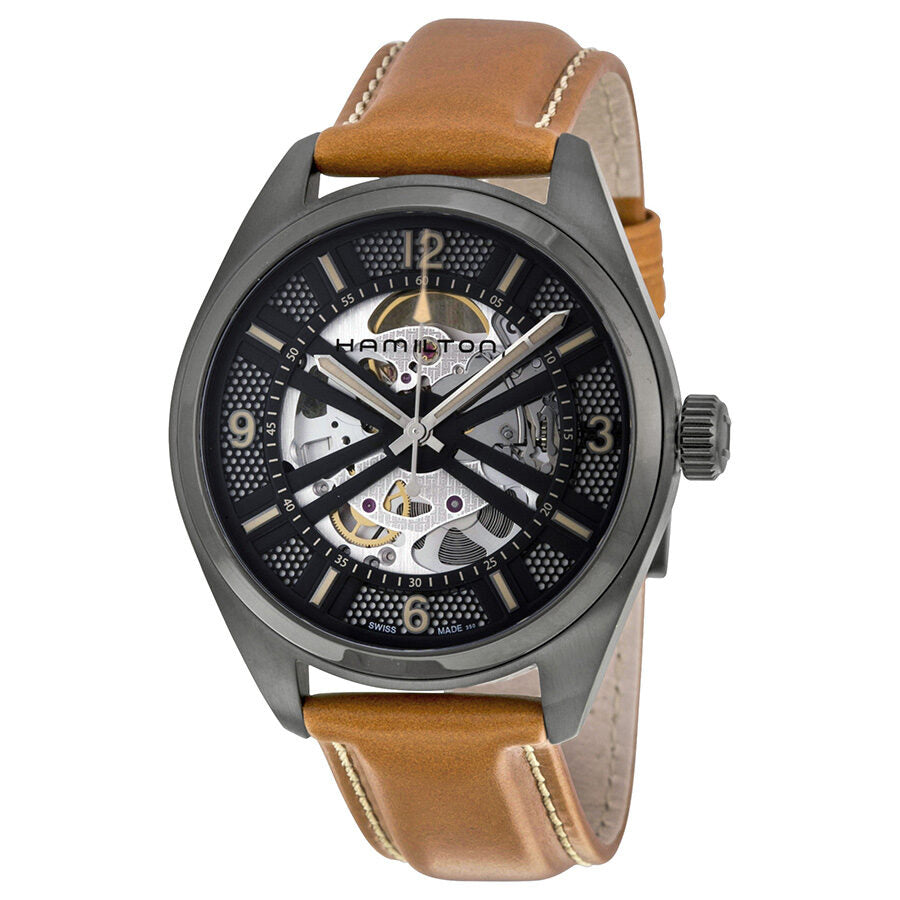 Hamilton Khaki Field Skeleton Dial Brown Leather Men s Watch H72585535 Watches of America