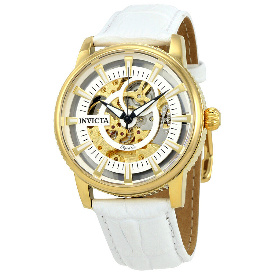 Good FIRM PRICE-Invicta Objet d'Art Round Skeleton Automatic Watch