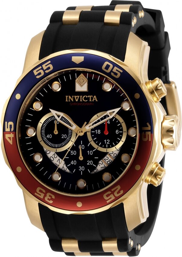 Reloj pulsera Invicta Pro Diver 6981 de cuerpo color negro y oro,  analógico, para hombre, fondo