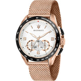 Reloj Maserati Traguardo Cronógrafo Cuarzo Esfera Blanca Hombre R8873612011