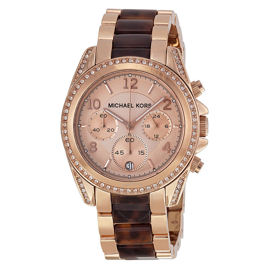 Michael Kors Blair Chronograph Dial Rose Gold Ladies Watch MK5859 Watches of America