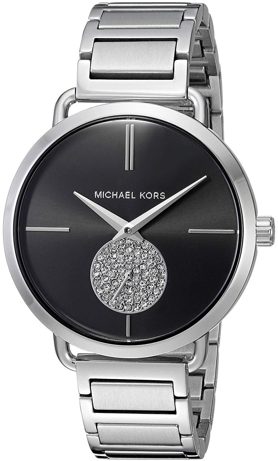 Michael Kors Portia Reloj de mujer de acero inoxidable con esfera negr Watches of America