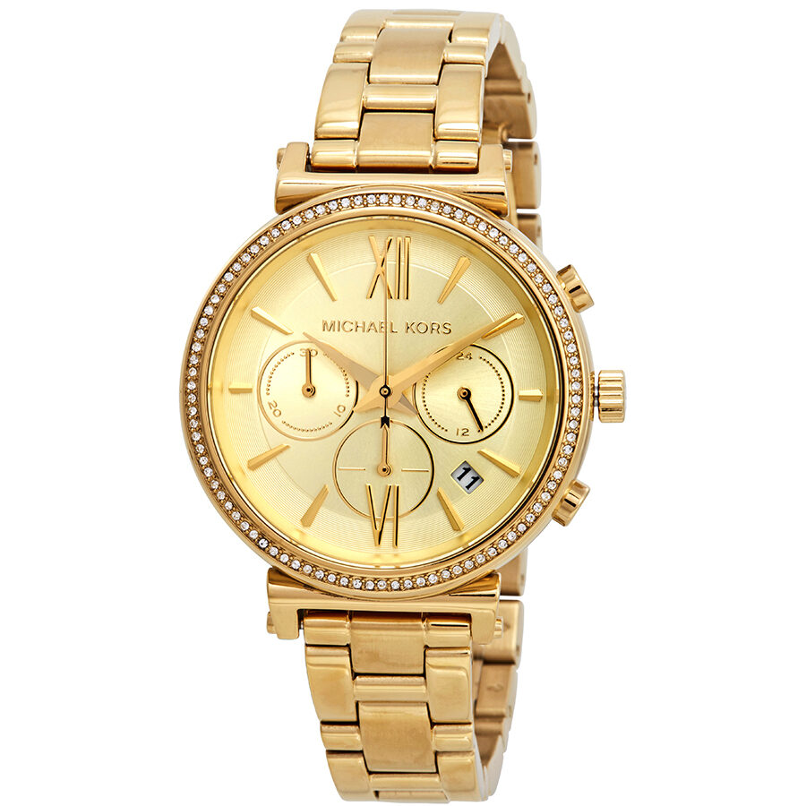 Michael Kors Sofie Chronograph Crystal Gold Dial Ladies Watch MK6559 Watches of America