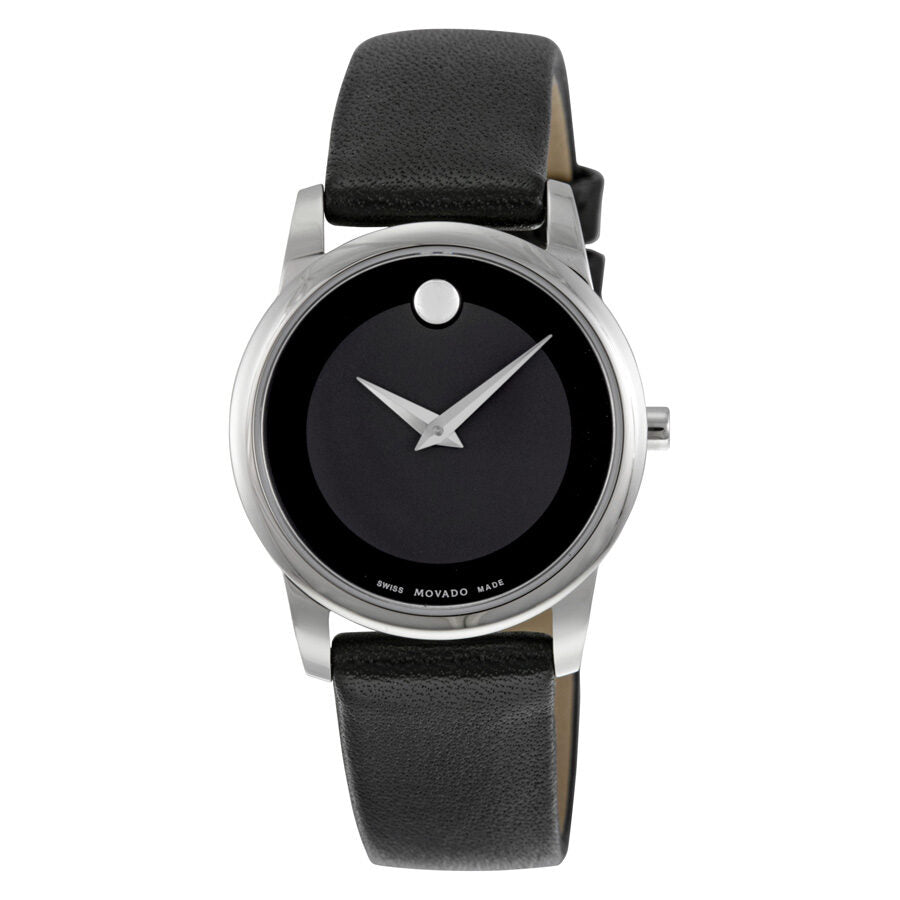 Movado ladies watch black leather band best sale