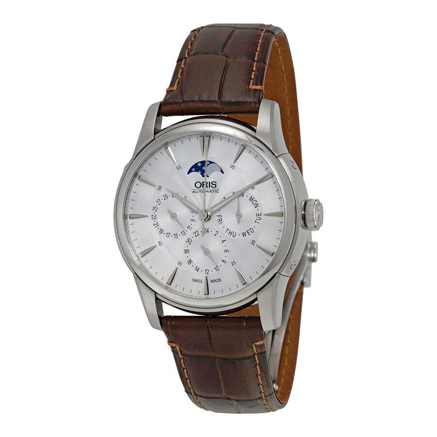 Oris Artelier Complication 2014 Silver Dial Dark Brown Leather