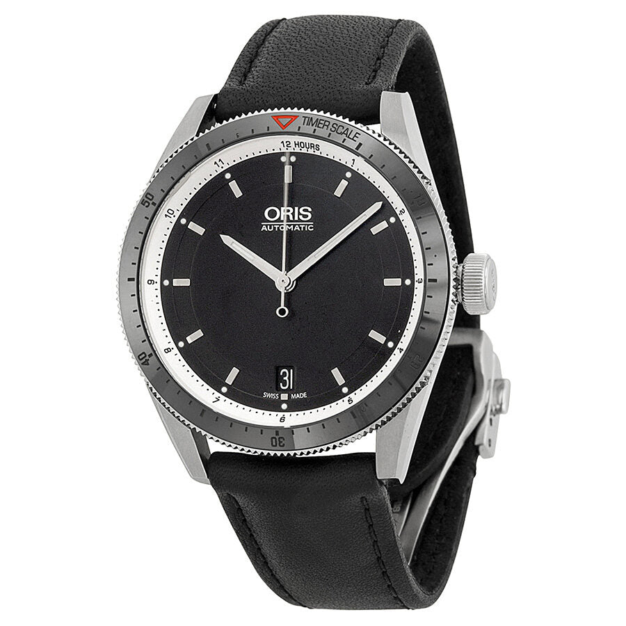 Oris Artix GT Date Reloj de hombre de cuero negro con esfera negra