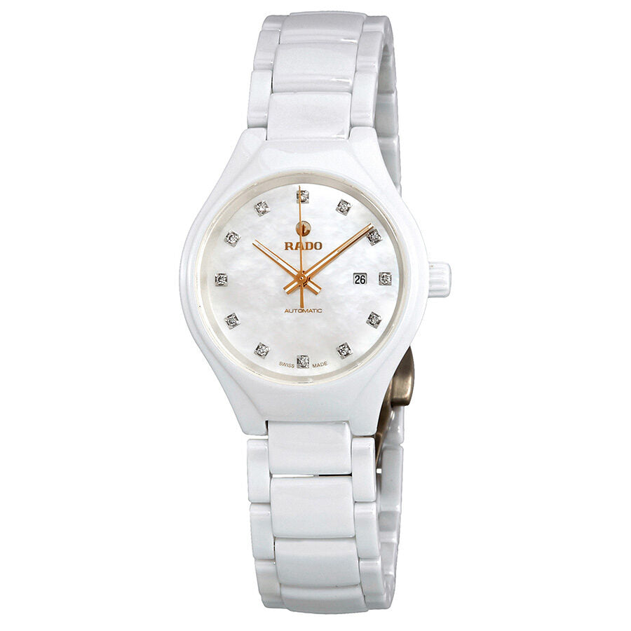 Rado True Automatic Mother of Pearl Diamond Dial Ladies Reloj de ceramica R27244902 Watches of America