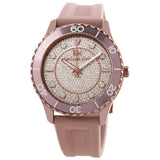 Michael Kors Runway Reloj de cuarzo con esfera de cristal rosa para mujer MK6854