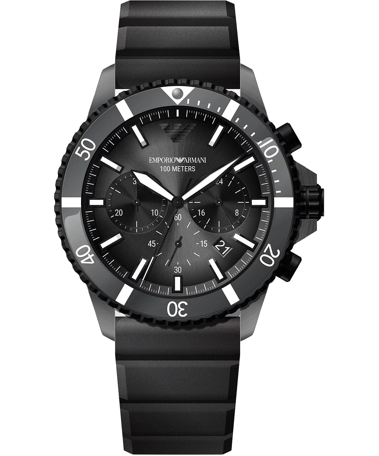 Emporio Black Watches Men\'s of Armani – Silicone AR11515 Chronograph Watch America