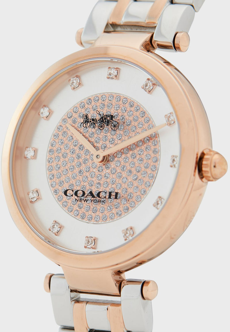 Coach Park Reloj de cuarzo con esfera plateada y cristal para mujer 14503644