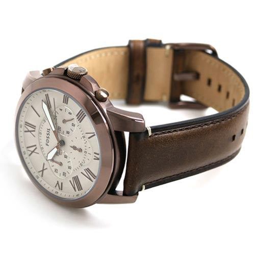 Fossil Grant Reloj para Hombre de Cuero Marrón FS5344