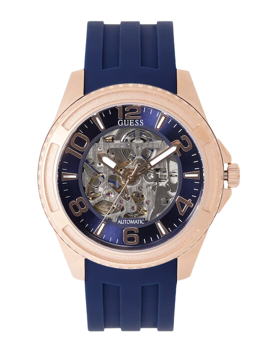 Guess Skeleton Automático Correa de Silicona Reloj Hombre W1178G3