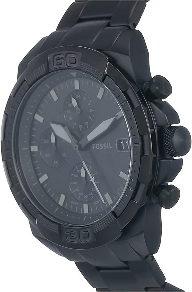 Fossil Bronson Reloj cronógrafo de cuarzo con esfera negra para hombre FS5853