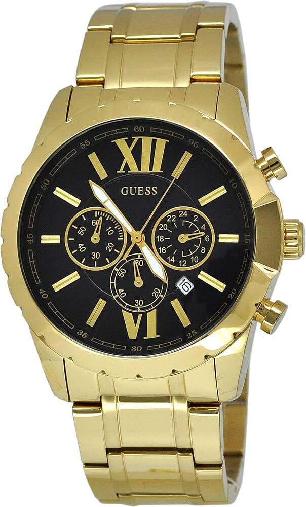 Guess Gold Tone Stainless Steel Black Dial Men's Watch W0193G1