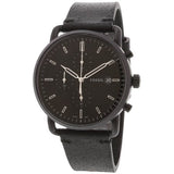 Fossil Commuter Chronograph Reloj de hombre de cuero negro FS5504