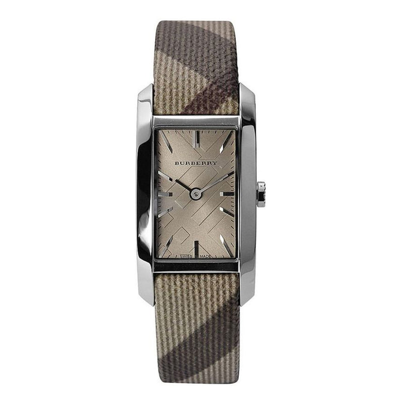 Burberry Nova Check Canvas reloj de mujer con esfera plateada BU9404