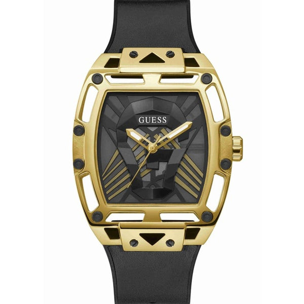 Reloj Guess GW0500G1 para hombre con correa de caucho y caja en tono dorado