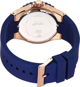 Guess Overdrive Reloj de mujer de silicona azul con esfera plateada W0149L5