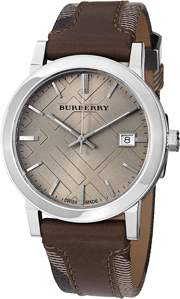 Burberry The City Reloj para hombre con correa de piel y esfera gris BU9020