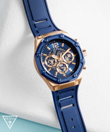 Guess Reloj Hombre Multifunción Correa Silicona Azul GW0263G2