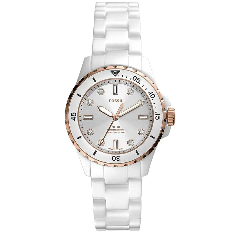 Fossil FB-01 Quartz Crystal White Dial Ladies Watch CE1107