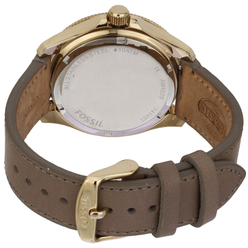 Fossil Cecile Champagne Dial Grey Leather Strap Ladies Watch AM4529