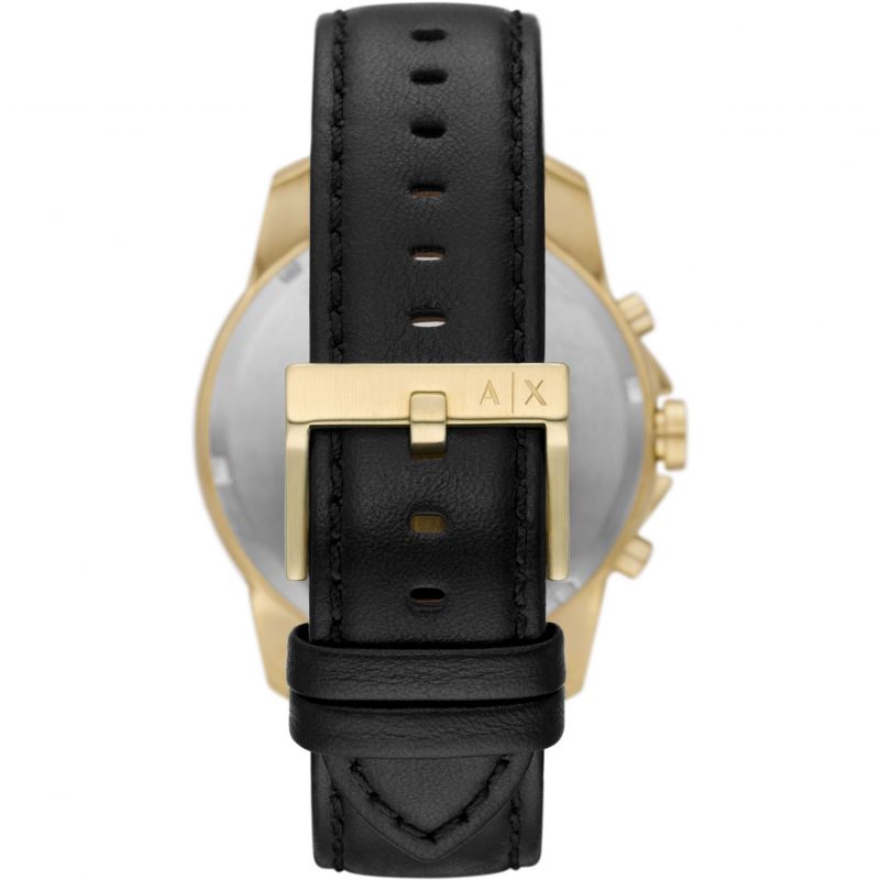 Armani Exchange Reloj cronógrafo de cuero negro para hombre AX7133