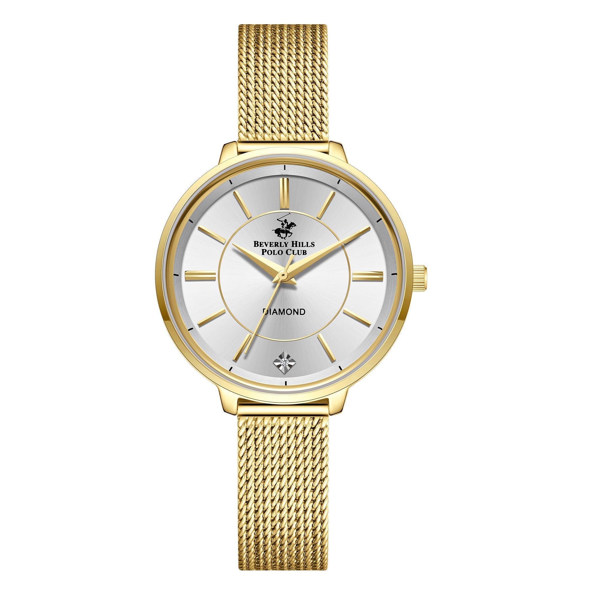 BEVERLY HILLS POLO CLUB Women’s Gold Mesh Diamond Watch – BP3312X.130