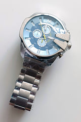 Diesel Mega Chief Reloj cronógrafo para hombre con esfera azul claro DZ4281