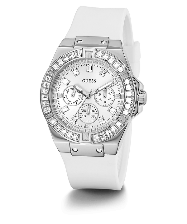 Reloj Mujer Guess Venus Caja Plata Correa Silicona GW0118L3