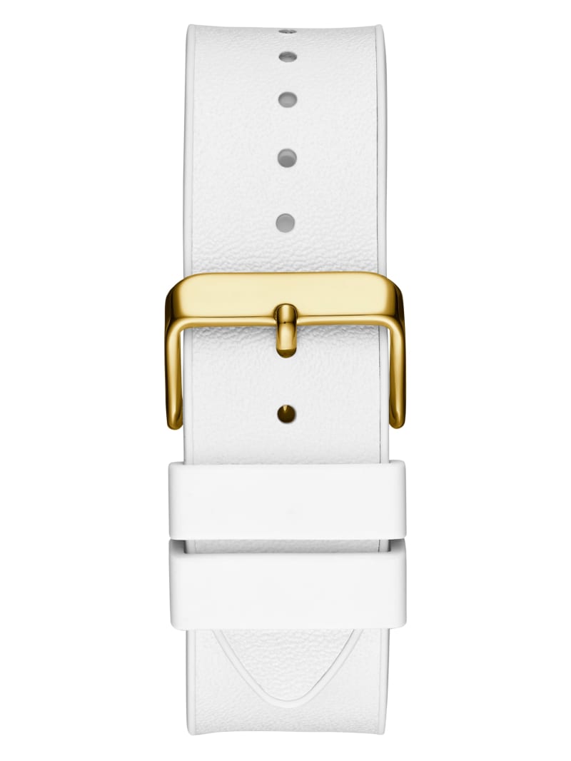 Guess Caja Dorada Correa de Silicona Blanca Reloj Hombre GW0202G6
