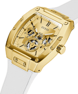 Guess Caja Dorada Correa de Silicona Blanca Reloj Hombre GW0202G6