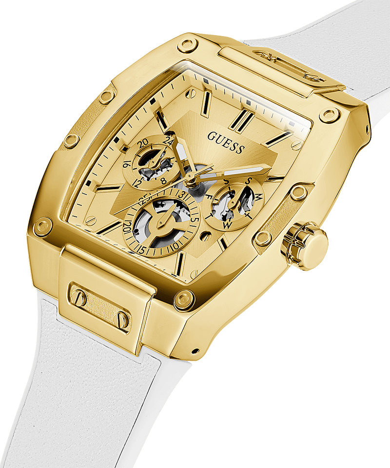 Guess Caja Dorada Correa de Silicona Blanca Reloj Hombre GW0202G6