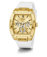 Guess Caja Dorada Correa de Silicona Blanca Reloj Hombre GW0202G6