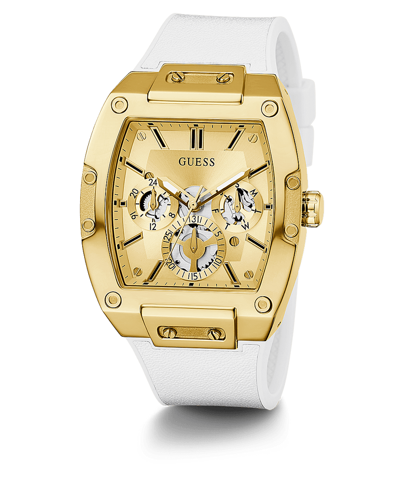 Guess Caja Dorada Correa de Silicona Blanca Reloj Hombre GW0202G6
