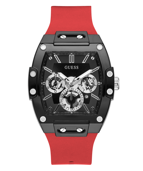 Reloj Hombre Guess Caja Negra Silicona Roja GW0203G4