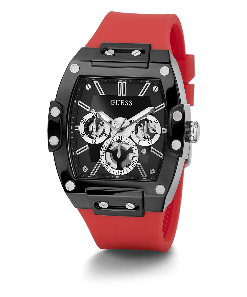 Reloj Hombre Guess Caja Negra Silicona Roja GW0203G4