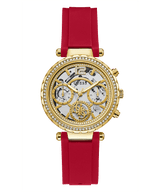 Guess Gold Tone Case Red Rubber Strap Women's Watch GW0484L1