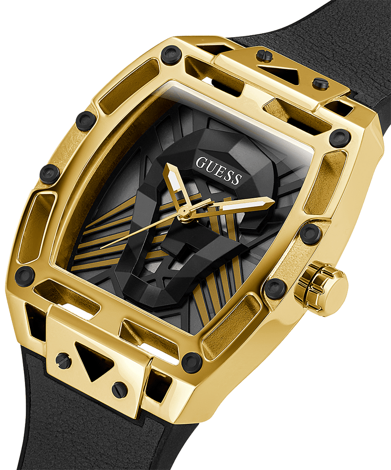 Reloj Guess GW0500G1 para hombre con correa de caucho y caja en tono dorado