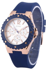 Guess Overdrive Reloj de mujer de silicona azul con esfera plateada W0149L5