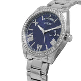 Reloj Guess Luna para mujer con esfera azul y caja plateada GW0307L1