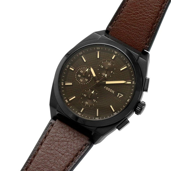 Fossil Everett Reloj cronógrafo de cuarzo con esfera negra para hombre FS5798