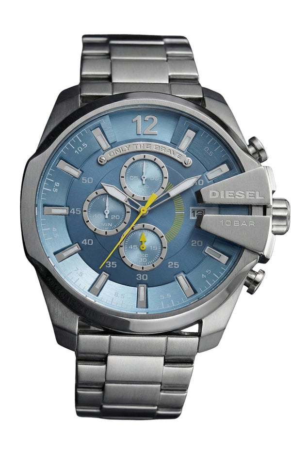 Diesel Mega Chief Reloj cronógrafo para hombre con esfera azul claro DZ4281