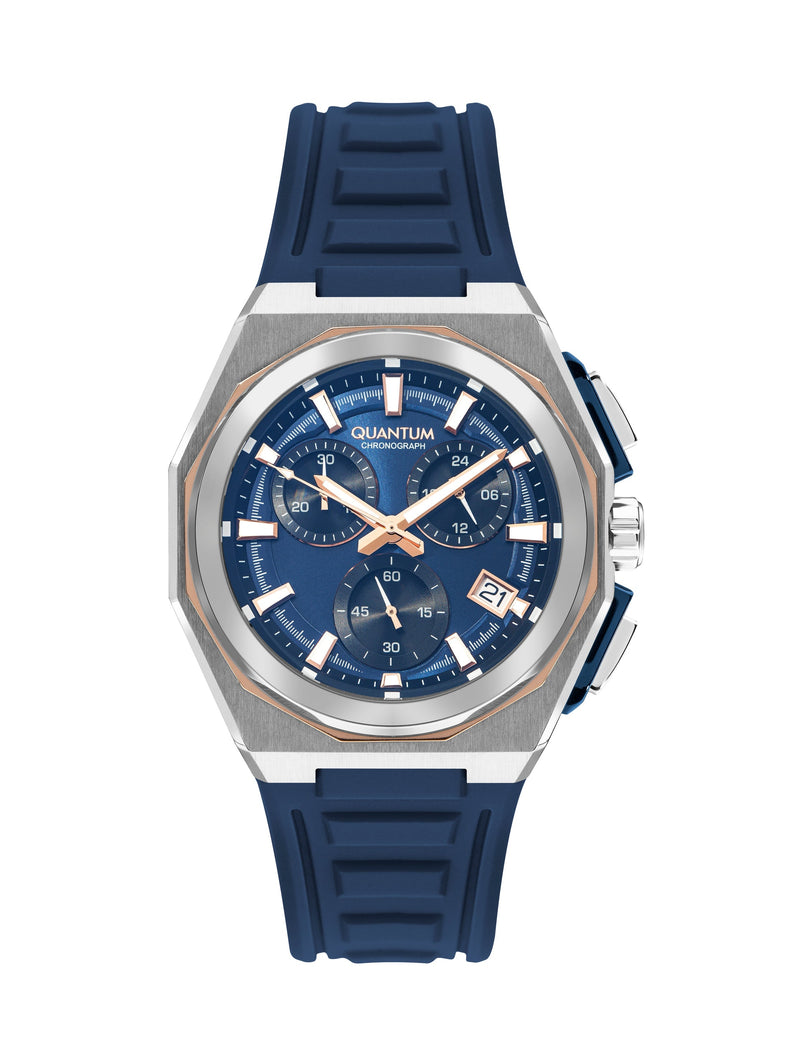 Quantum Men's Navy Chronograph Silicone Strap Watch – PWG1078.399