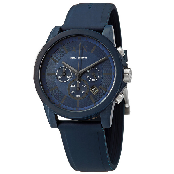 Armani Exchange Outerbanks Reloj cronógrafo de cuarzo con esfera azul para hombre AX7128